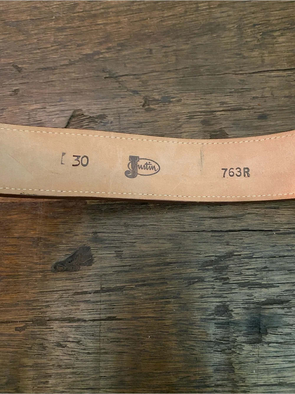 Vintage Brown Leather Western Belt with Silver & Gold Buckle 30